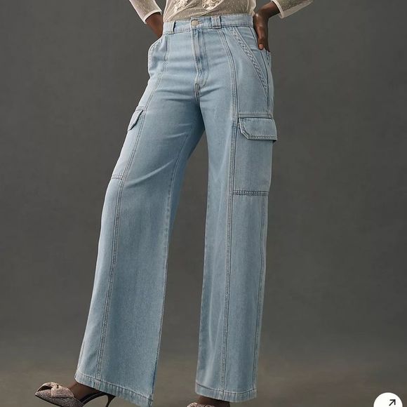 Anthropologie Hudson High-Rise Wide-Leg Cargo Jeans Size 26 NWT in